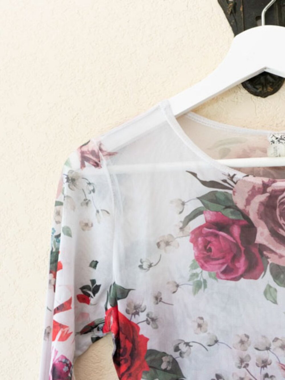 Topia Sheer Floral Mesh Bodysuit M Long Sleeve Layering Top Y2K Fairy Grunge - Picture 3 of 13